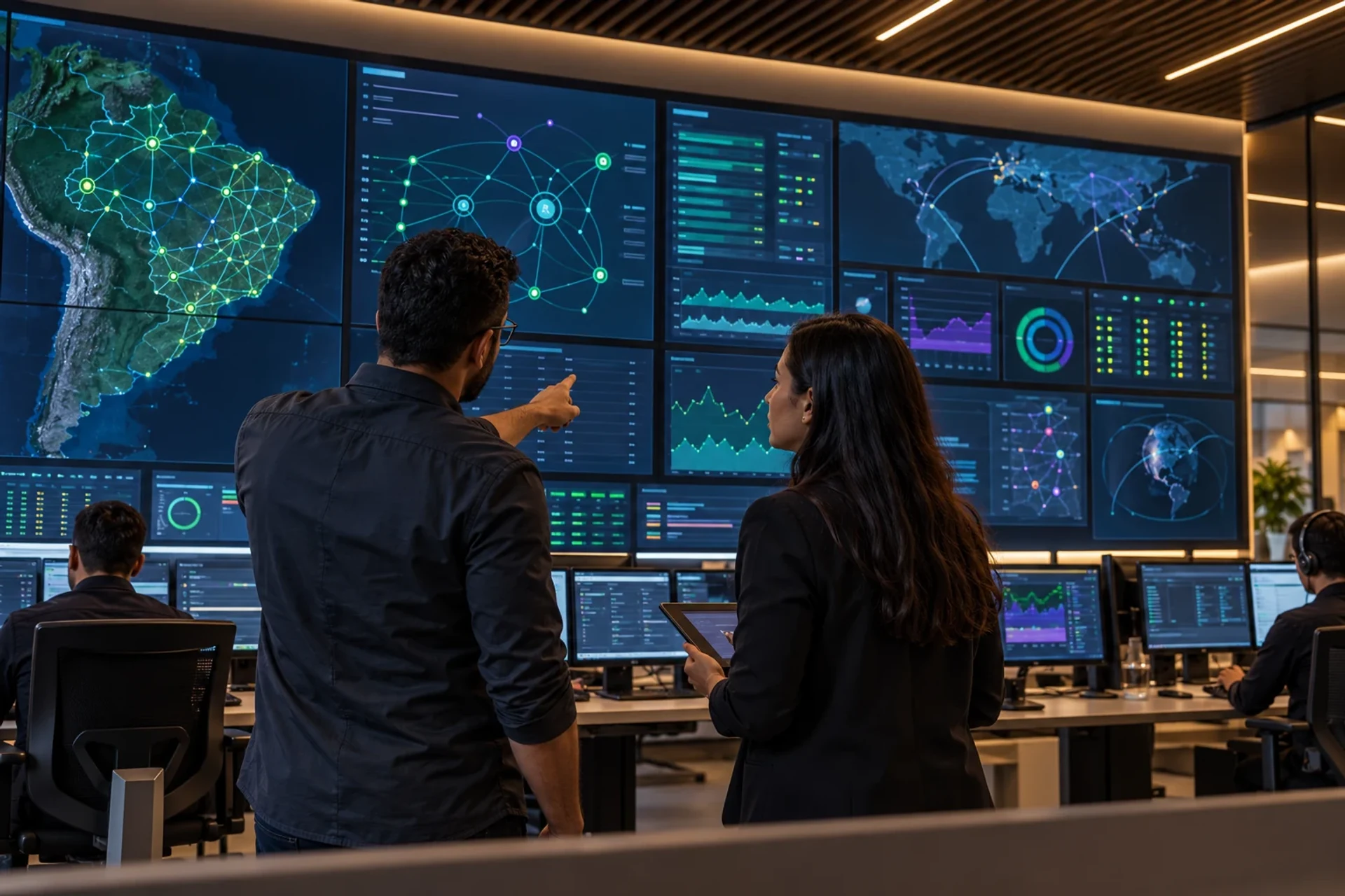 Equipe analisando os indicadores e eventos da infraestrutura